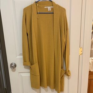 Max Studio Yellow Open-Front Cardigan